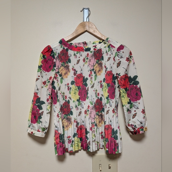 Baker by Ted Baker Other - Baker by Ted Baker Girls Floral Pleated Blouse Size 14